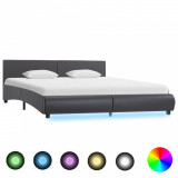Cadru de pat cu LED, gri, 180 x 200 cm, piele artificiala GartenMobel Dekor, vidaXL