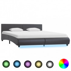 Cadru de pat cu LED, gri, 180 x 200 cm, piele artificiala GartenMobel Dekor