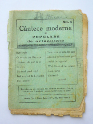 M3 C18 - Publicatie - Cantece moderne si populare de actualitate nr 1 anii 1940 foto