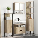 vidaXL Set de mobilier pentru baie cu raft Pe perete cu depozitare cu oglindă 4 pcs Stejar sonoma