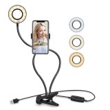 Suport Telefon cu Ring Light LED, 12W, Negru, Diametru 9cm, CMCLASS