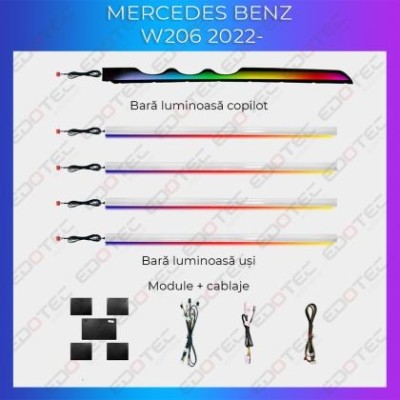 Lumini Ambientale Mercedes Benz C Class W206 2020- set complet control telefon sau sistem original CarStore Technology foto