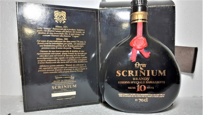 brandy, ramazzotti RISERVA SPECIALE 10 ANNI SCRINIUM CL 70 gr 40 anu 1985