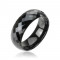 Verighetă lucioasă din tungsten de culoare neagră - romburi negre, 8 mm - Marime inel: 59