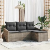 Cumpara ieftin Set de canapele pentru grădină cu pernă cu depozitare 4 pcs Gri