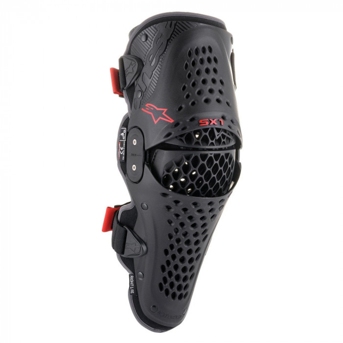 Protectie Genunchi Moto Alpinestars SX-1 V2 Knee Protector, Negru/Rosu, Marime 2XL