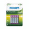 Philips MultiLife 1.2V AAA/HR03 950mah NiMh baterie reincarcabila - Blister din 4 bucati Con?inutul pachetului 1x Blister