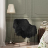 Husa de scaun piele de oaie islandeza, negru, 70x110 cm GartenMobel Dekor, vidaXL