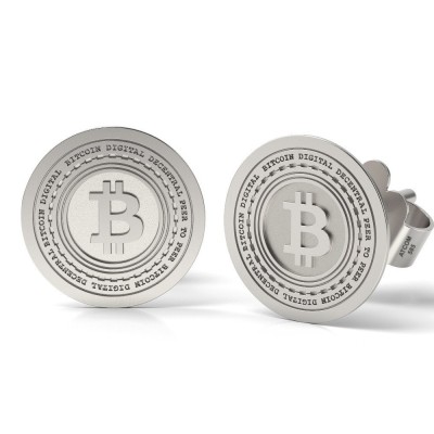 Cercei din argint model Bitcoin foto