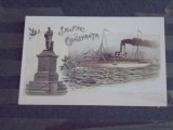 ROM. - CONSTANTA - VECHEA NAVA PASAGERA CU ABUR &quot;CAROL I &quot; SI STATUIA LUI OVIDIU REPRODUCERI DUPA VEDERI DE EPOCA - NECIRCULATA
