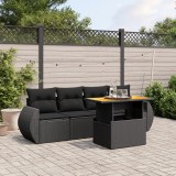 Cumpara ieftin Gossi set mobilier de gradina cu perne, 5 piese, negru, poliratan