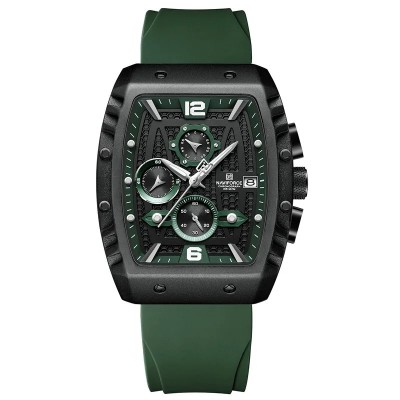Ceas barbatesc Naviforce Sport Casual Quartz Analog Silicon Cronograf Verde foto
