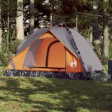 VidaXL Cort camping cupolă 2 persoane, gri/portocaliu, setare rapidă