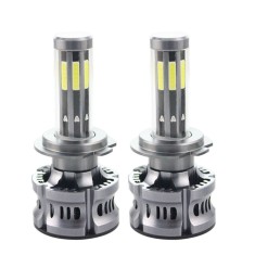 Set 2 LED-uri Auto Techstar&reg; N8, H7, 50w, 5500 Lumeni, 3000K-8000K, AUTO, 12-24 Volti, COB, Canbus, Radiator Aluminiu, 3 Nuante