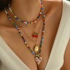 Lantisor Set Aurii Margele Multicolore Bijuterii Zi de Vacanta