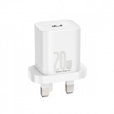 Încărcător Rapid Baseus Super Si 1C 20W UK Sets White（Cu Cablu De Date De încărcare Rapidă Din Seria Superioară Tip C La IP PD 20W 1m Alb) TZCCSUP-K02