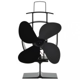 VidaXL Ventilator de sobă cu alimentare termică, 4 palete, negru