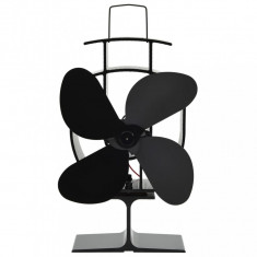 vidaXL Ventilator de sobă cu alimentare termică, 4 palete, negru