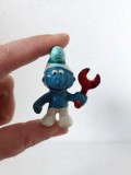 Figurina romaneasca veche anii 80 personaj desene animate Strumf, smurf, strumph, cauciuc 5cm