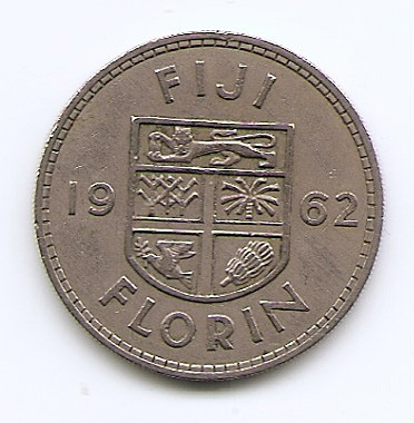 Fiji 1 Florin 1962 - Elizabeth II - Cupru-nichel, B11, 28.3 mm KM-24 (1) foto