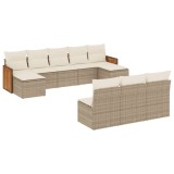 Cumpara ieftin Set canapele de gradina cu perne, 10 piese, bej, poliratan