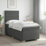 Cumpara ieftin Pat boxspring cu saltea Gri inchis 90 x 190 cm Tesatura