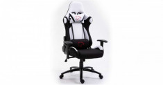 Scaun Dark Gamer cu perna pentru gat ?i talie #white-black foto