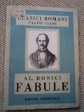 FABULE AL. DONICI carte editura tineretului 1950 RPR clasici romani pagini alese, Alta editura