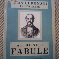 FABULE AL. DONICI carte editura tineretului 1950 RPR clasici romani pagini alese