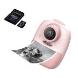 Pachet: Card memorie 32 Gb + Camera foto-video digitala pentru copii, THD Pixels D10M, imprimanta termica, rezolutie 24 megapixeli, camera selfie, roz