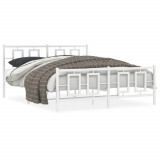 VidaXL Cadru de pat metalic cu tăblie, alb, 150x200 cm