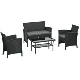 Outsunny Set de Mobila de Gradina din Ratan PE cu Canapea | Aosom Romania