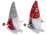 Set 2 figurine Mos Craciun textil multicolor cm 8x12x15 H