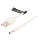Cablu USB A la DC 3.5/1.35 Alb 1m Cupru