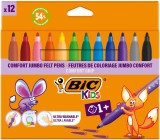 Set 12 markere de colorat, Bic, Kids Confort Jumbo, 4,5mm