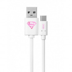 Cablu USB - Micro USB, cu Licenta, Superman, Alb foto