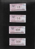 Set Coreea de Nord 1 + 5 + 10 + 50 chon 1995 (1988) Pyongyang Cultural Festival unc
