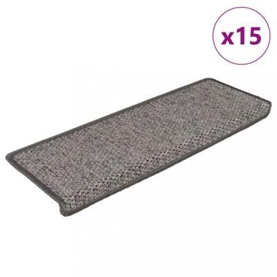 vidaXL Covoraș scări autoadeziv 15 buc. gri&amp;amp;bej 65x21x4cm aspect sisal foto