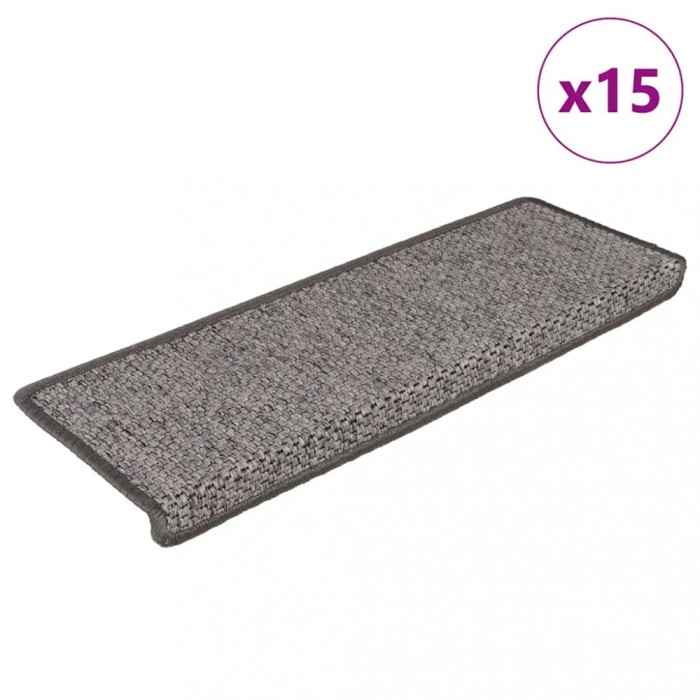 vidaXL Covoraș scări autoadeziv 15 buc. gri&amp;bej 65x21x4cm aspect sisal