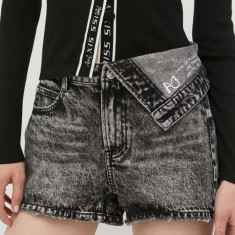 Miss Sixty pantaloni scurti jeans femei, culoarea gri, modelator, high waist