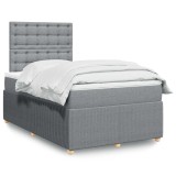 vidaXL Pat box spring cu saltea, gri deschis, 120x190 cm, textil 3292009