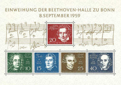 Bundes 1959 - Beethoven, muzicieni, bloc neuzat foto