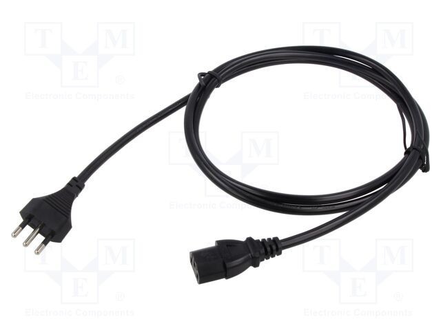 Cablu 3x1mm2 CEI 23-50, mufa IEC C13 mamă, 1,8m, negru - Qualtek Electronics