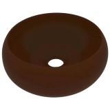 Cumpara ieftin Chiuveta de baie lux maro inchis mat 40x15 cm ceramica rotund
