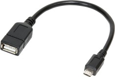 CABLU adaptor OTG LOGILINK, pt. smartphone, Micro-USB 2.0 (T) la USB 2.0 (M), 20cm, asigura conectarea telef. la o tastatura, HUB, stick, etc., negru, foto