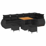 vidaXL Set de canapele pentru grădină 9 pcs Negru poliratan 3361889