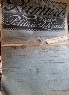 Ramuri - Revista Politica si Literara Nr. 6 / 1920 foto