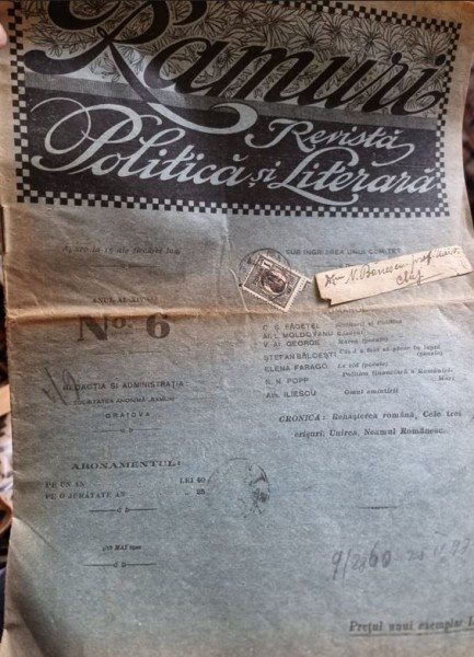 Ramuri - Revista Politica si Literara Nr. 6 / 1920