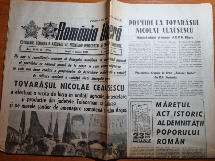 romania libera 4 august 1989-vizita lui ceausescu in teleorman si calarasi