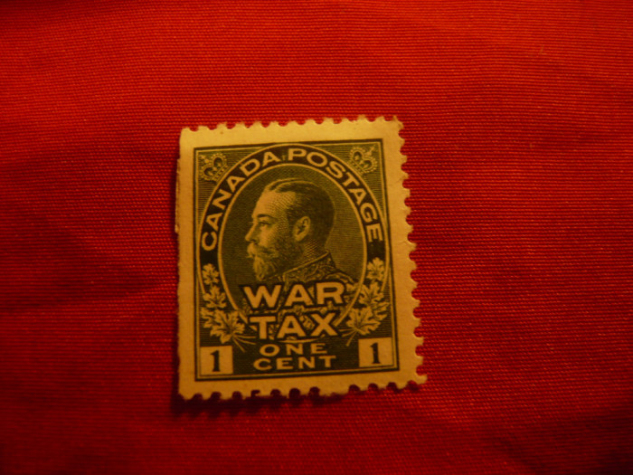 Timbru Canada 1915 cu inscriptia War Tax , 1C verde